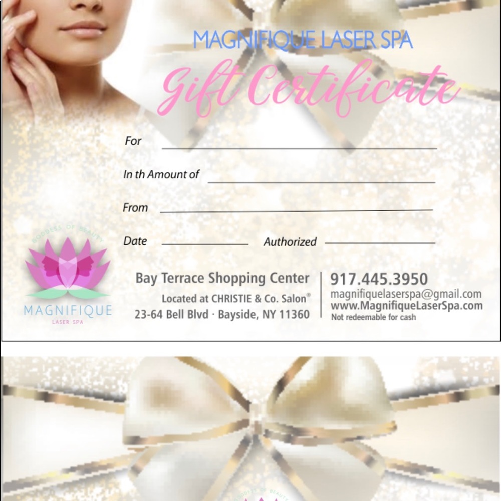 Beauty treatments gift certificate!